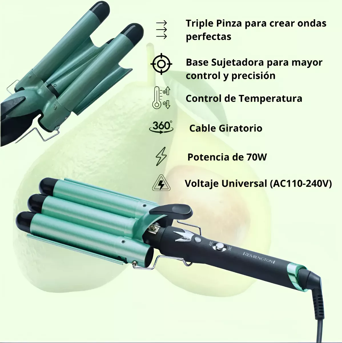 COMBO PLANCHA Y RIZADORA AGUACATE