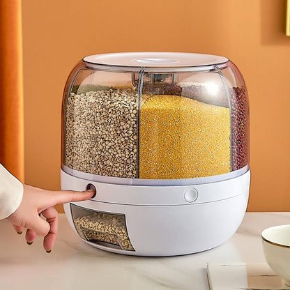 Dispensador de Alimentos Giratorio de 6 Compartimentos - Organización y Frescura