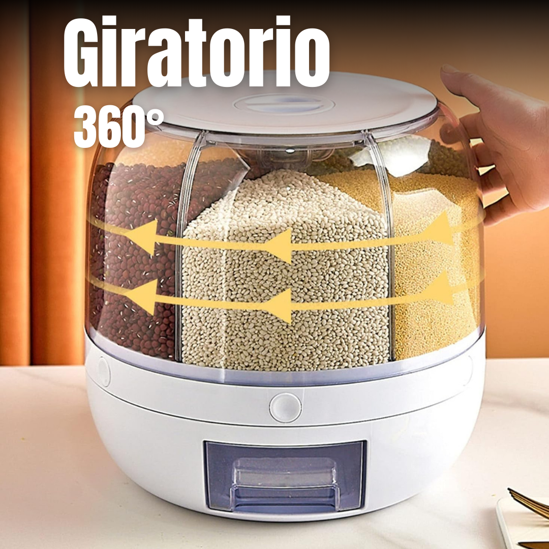 Dispensador de Alimentos Giratorio de 6 Compartimentos - Organización y Frescura