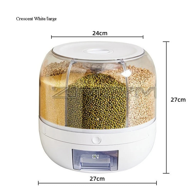 Dispensador de Alimentos Giratorio de 6 Compartimentos - Organización y Frescura